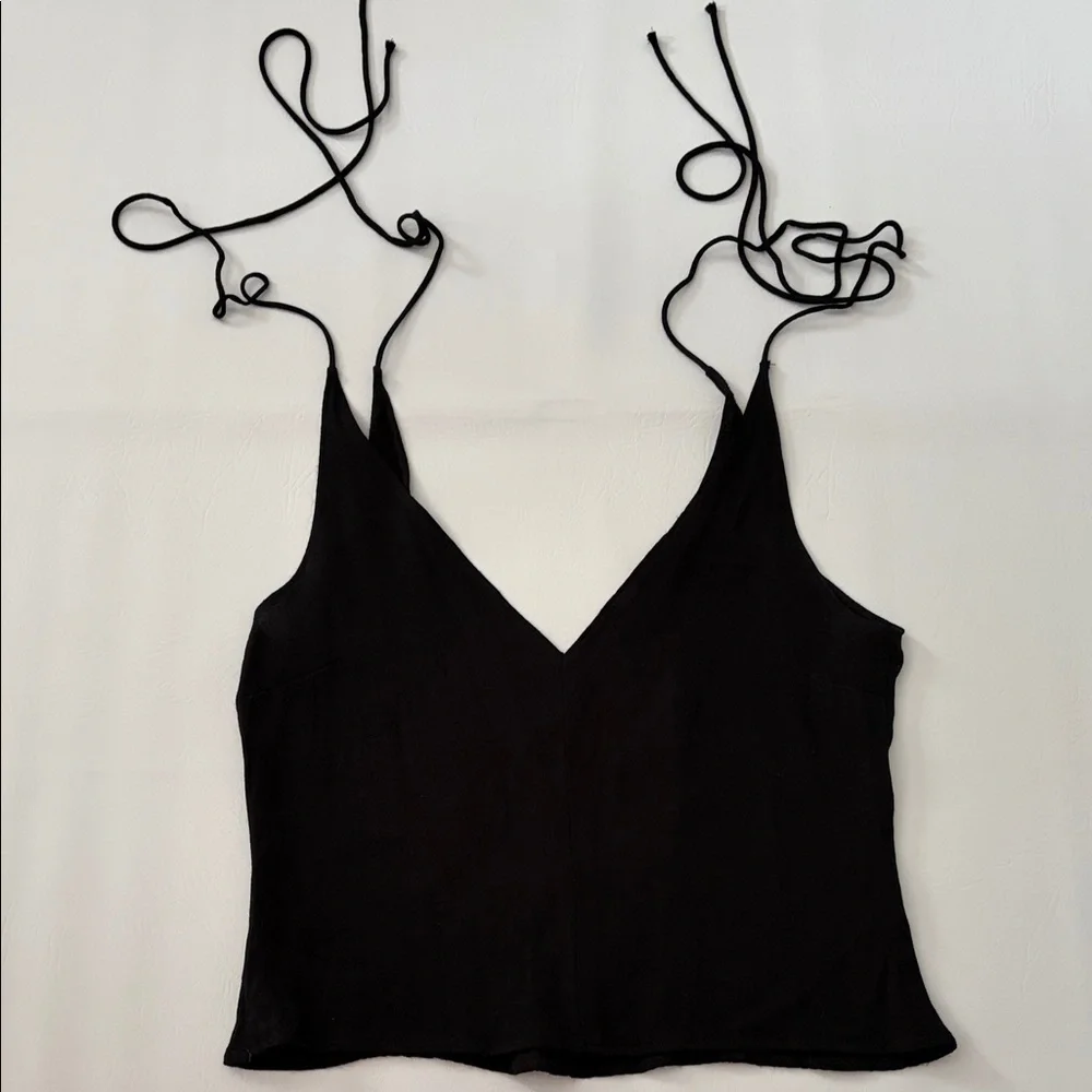 Reformation Women’s Top Knit Spaghetti Straps V Neck Crop Top Cami Black size XS - Picture 5 of 11